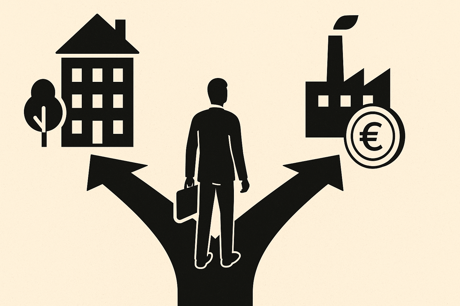 Piles de pièces, maison miniature et documents financiers symbolisant le choix entre immobilier et entreprises non cotées en assurance‑vie