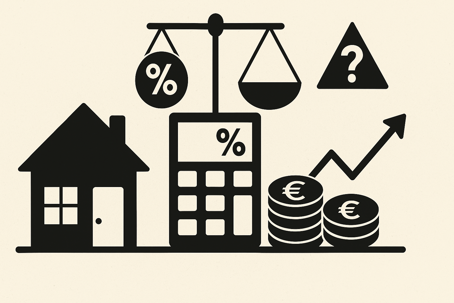 Vue d’un immeuble résidentiel avec un graphique symbolisant la stabilité des taux d’intérêt