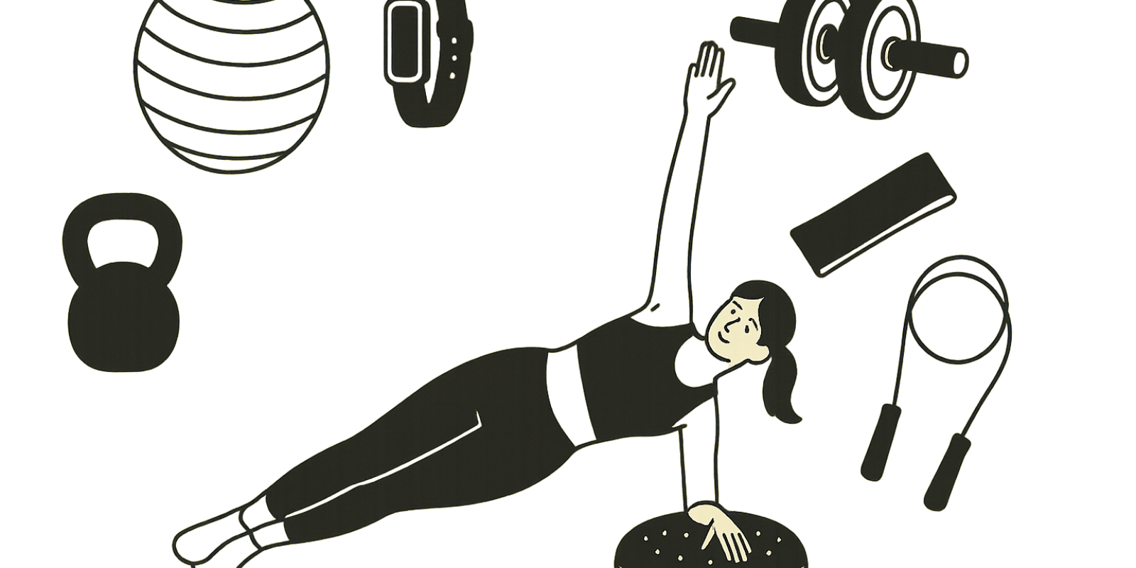 Salon transformé en espace d'entraînement avec accessoires design pour faire du sport à la maison