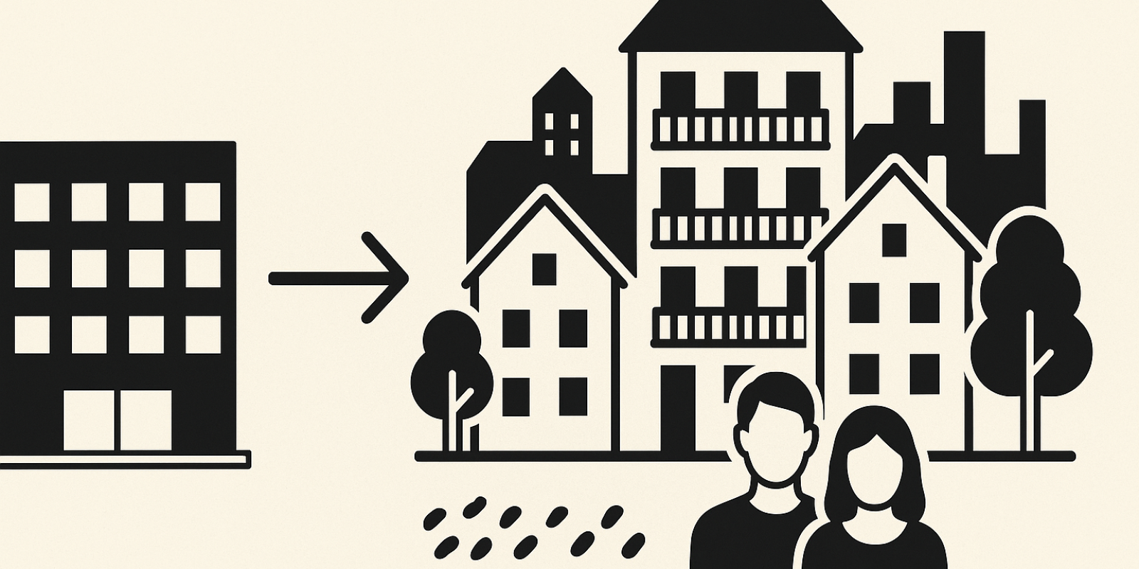 Immeubles de bureaux en cours de transformation en logements en Île-de-France