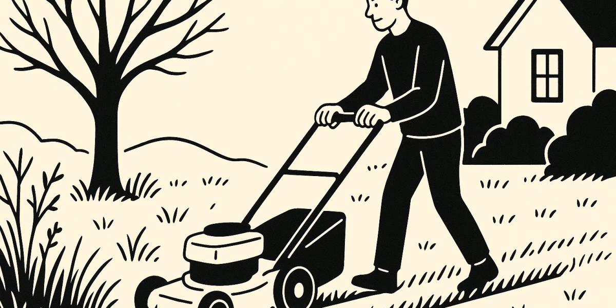 Gazon au printemps prêt pour la première tonte après l'hiver