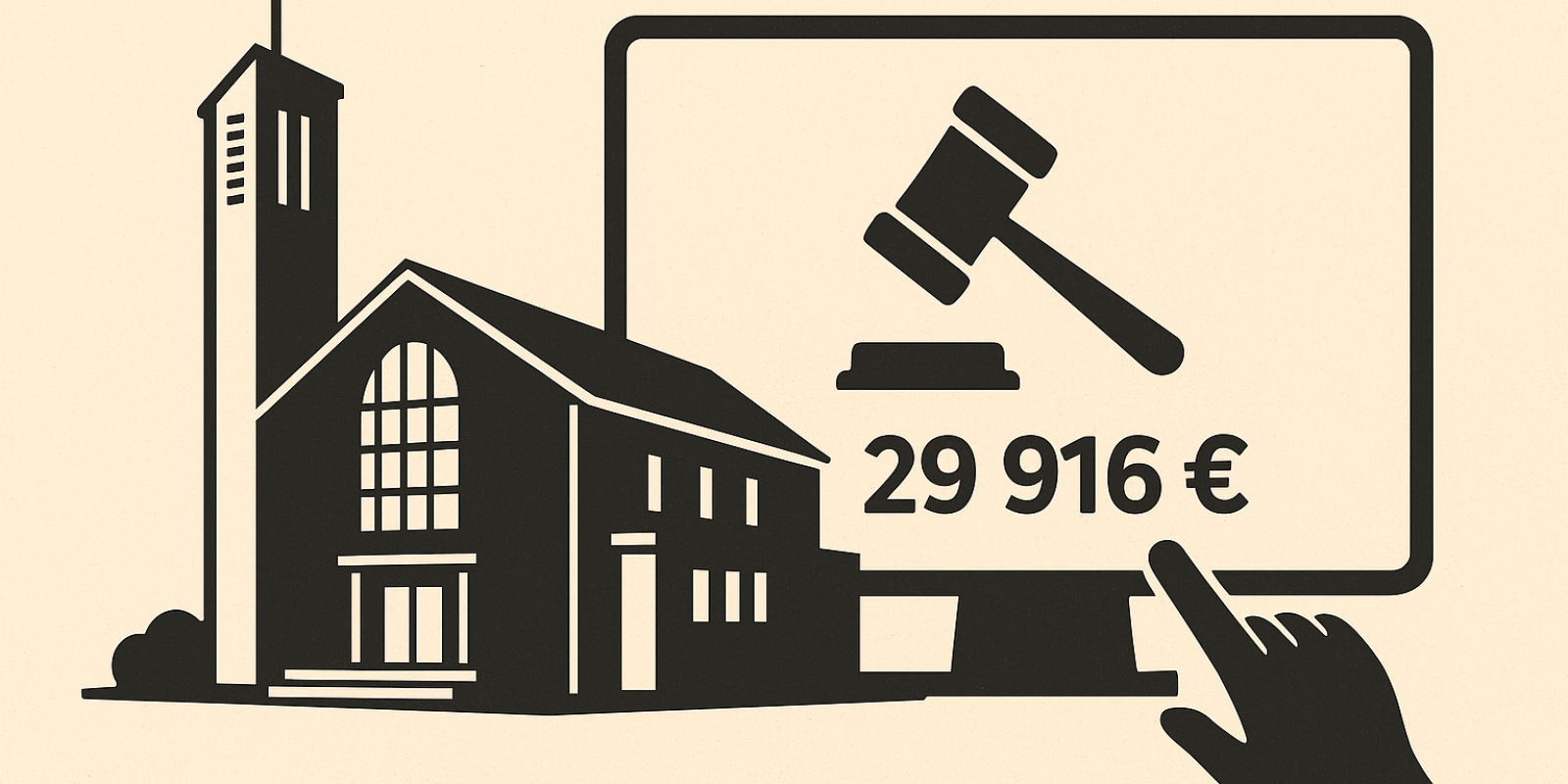 Façade d'une ancienne église désacralisée à Épinal proposée aux enchères