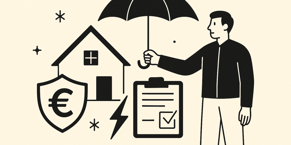 Illustration d'un contrat d'assurance habitation avec une loupe mettant en évidence la mention 'franchise'