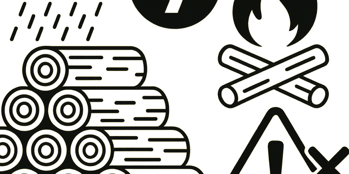 Pile de bûches de chauffage empilées à l'extérieur, protégées par un toit léger pour sécher correctement