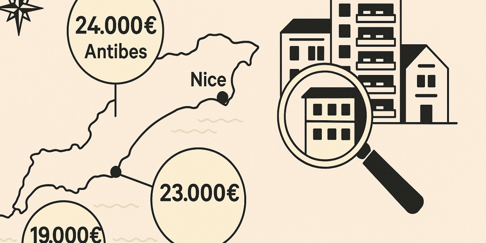 Panorama d’Antibes illustrant les quartiers où le prix du mètre carré dépasse les 20 000 €