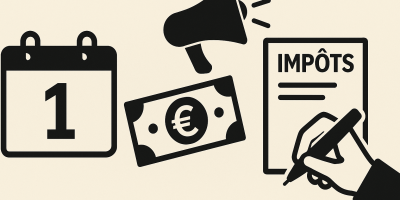 Illustration : dates et pictogrammes représentant aides sociales, énergie et fiscalité au 1er avril 2026