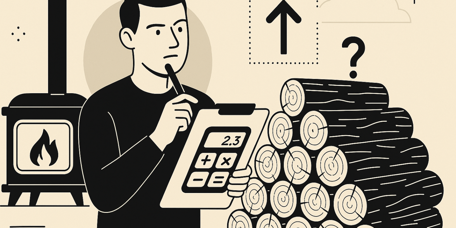 Pile de bûches empilées à l'extérieur près d'un poêle, illustrant le stockage de bois pour l'hiver