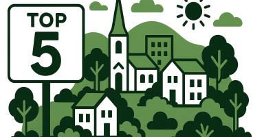 Paysage verdoyant d'une commune girondine entre océan et forêt