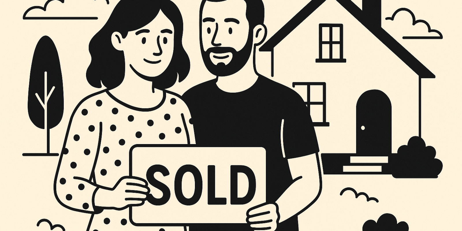 Couple devant la façade d’un immeuble en banlieue, symbolisant l’achat immobilier à Argenteuil