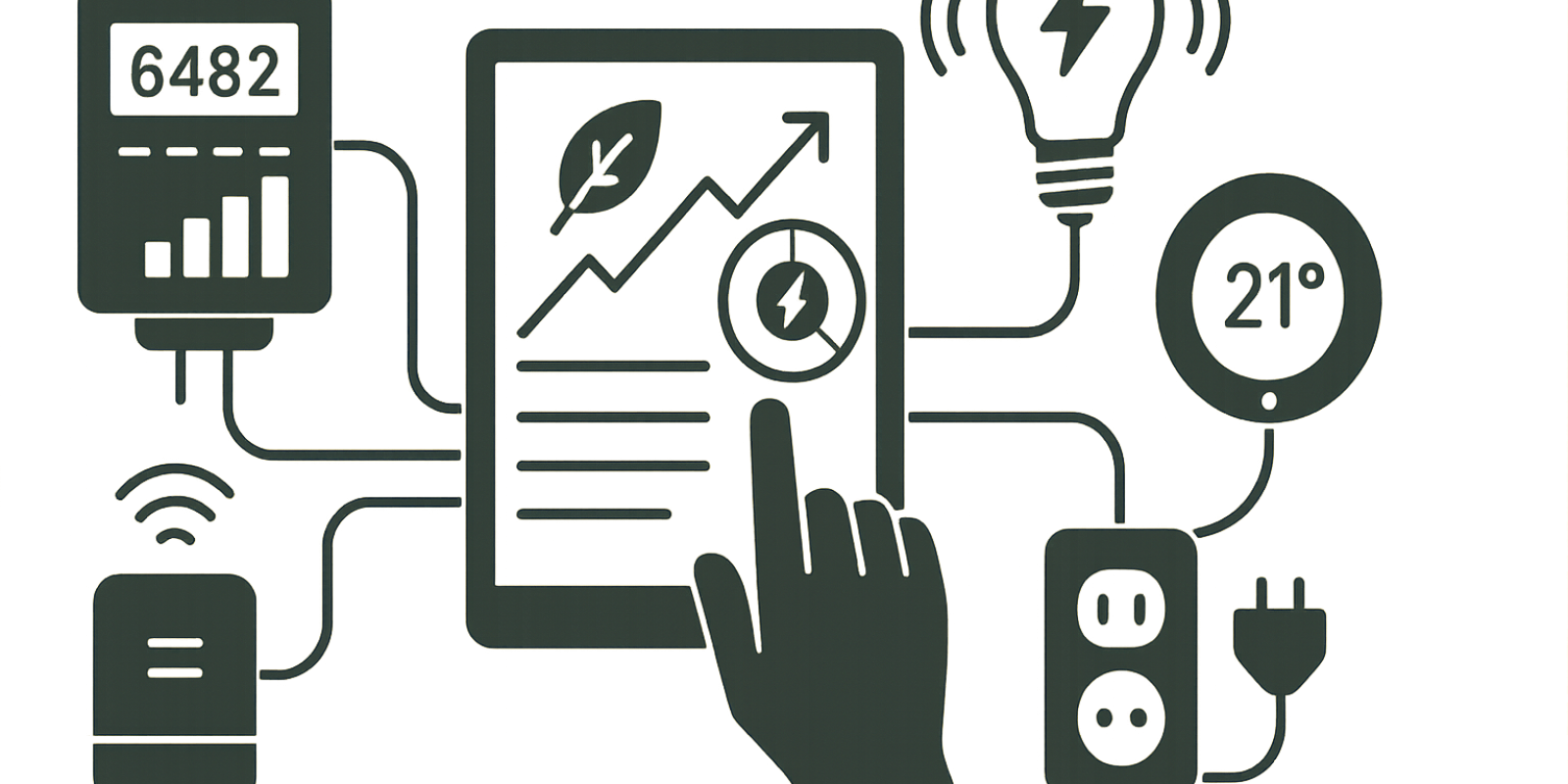 Illustration d'objets connectés pour suivre la consommation d'énergie