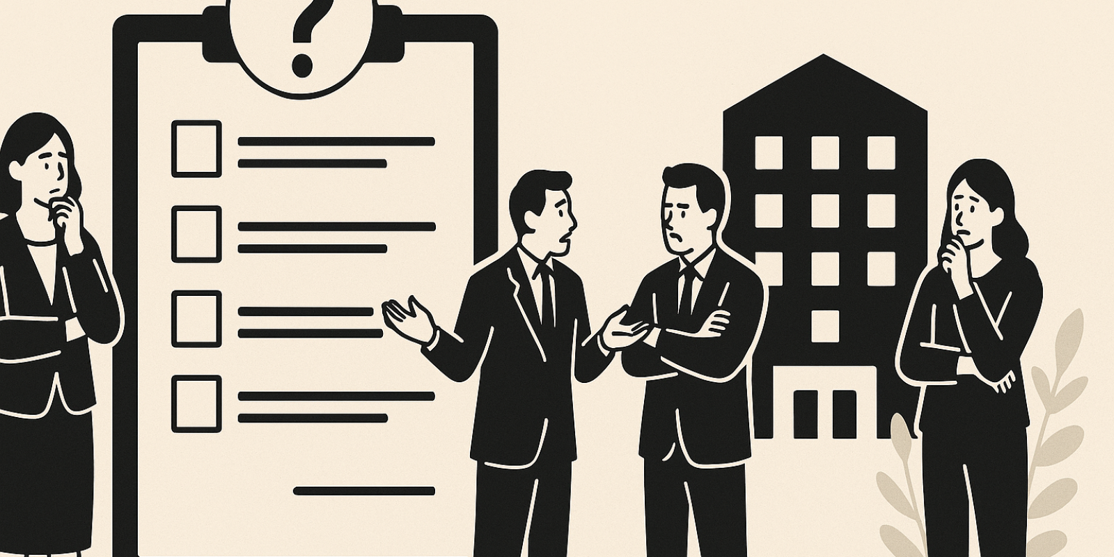 Portrait symbolique d’un immeuble en copropriété avec un tampon « contrôle »