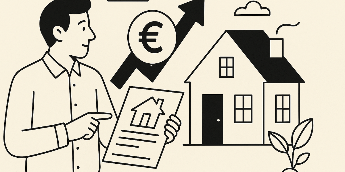 Calculatrice, contrat et maison miniature symbolisant un crédit immobilier et la négociation des taux