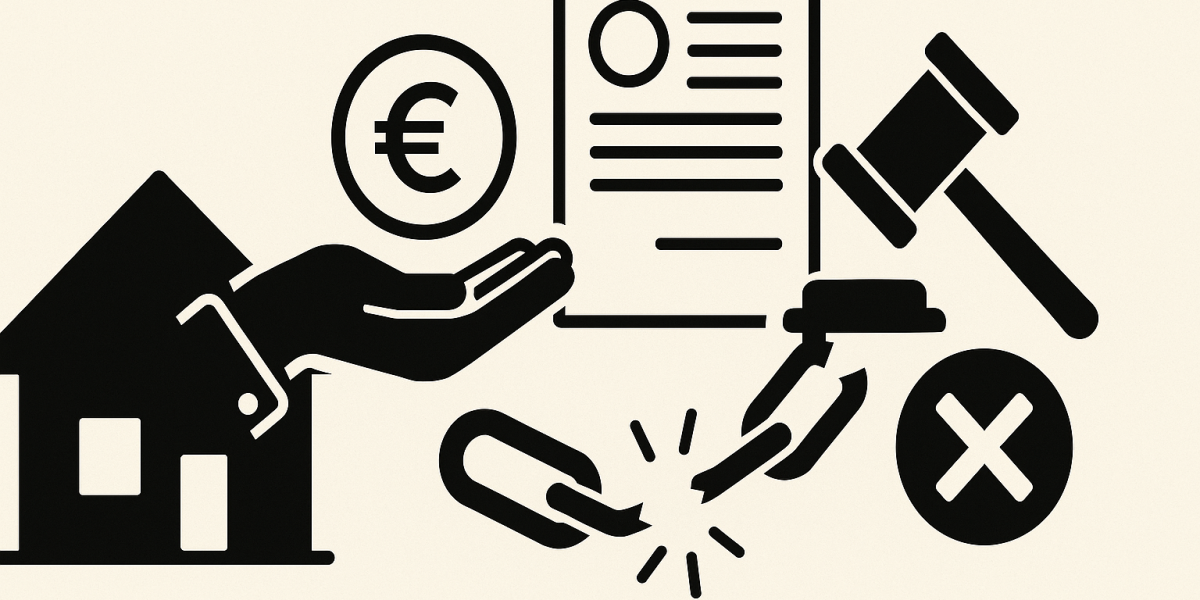 Illustration d'un immeuble et documents financiers symbolisant le crédit immobilier et la régulation bancaire