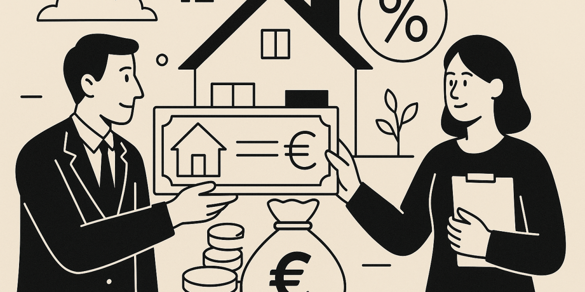 Illustration : consultation autour d’un dossier de prêt immobilier, échange entre salarié et représentant de l’entreprise