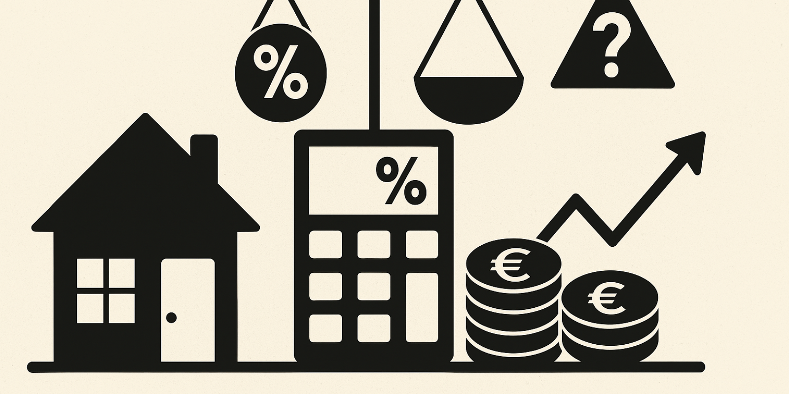 Vue d’un immeuble résidentiel avec un graphique symbolisant la stabilité des taux d’intérêt