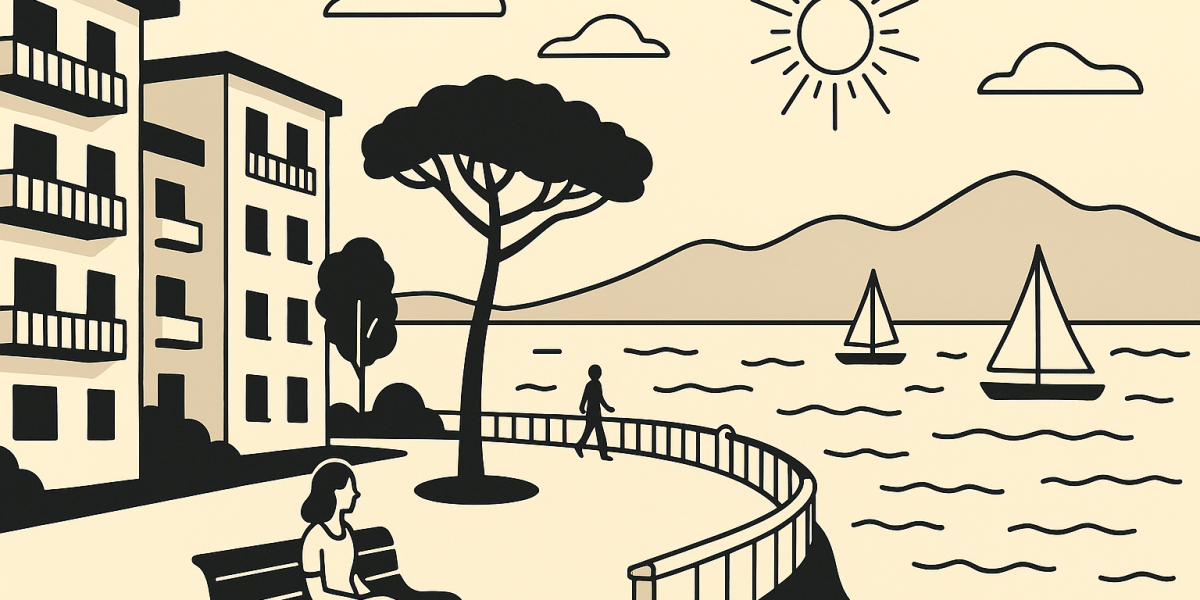 Vue de la plage du Mourillon, à proximité du quartier Brunet à Toulon