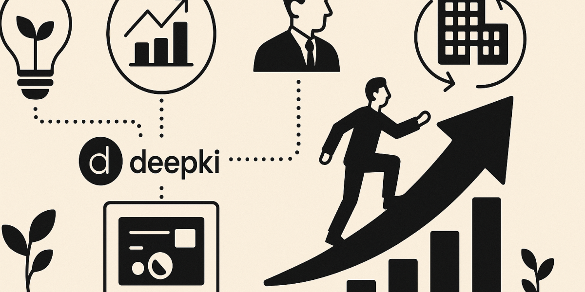 Logo Deepki et illustration sur l'efficacité énergétique des bâtiments