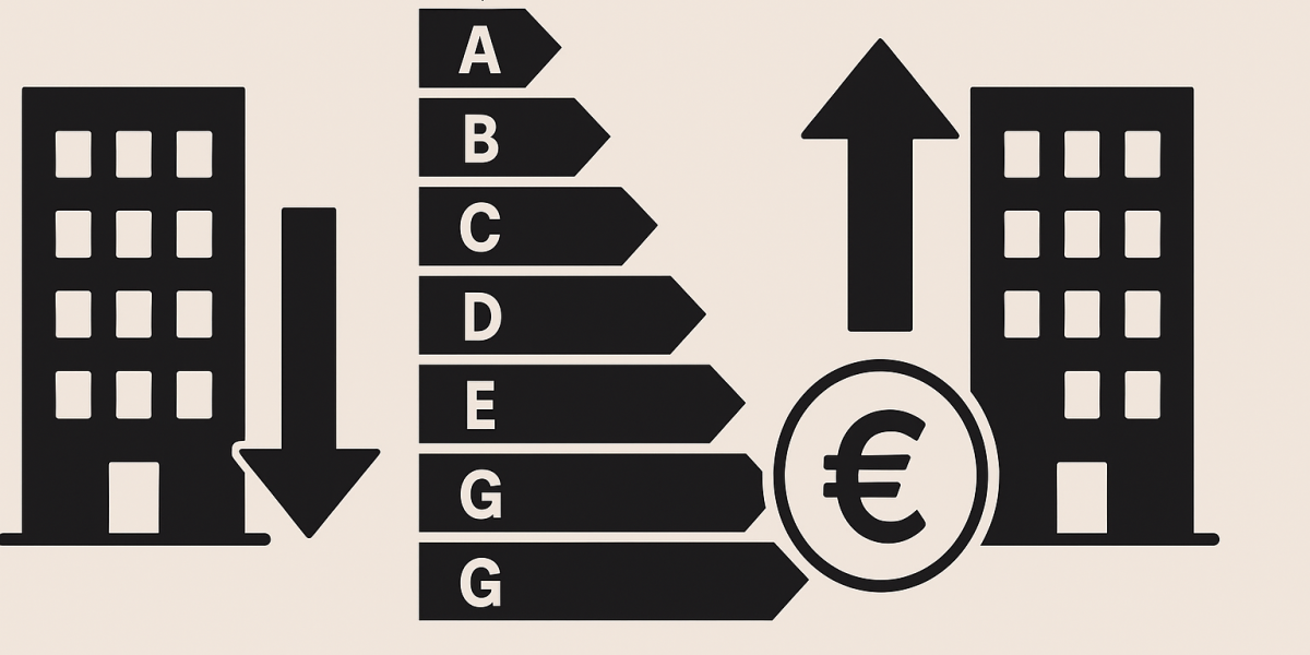 Illustration montrant l'influence du DPE sur les prix de vente immobiliers