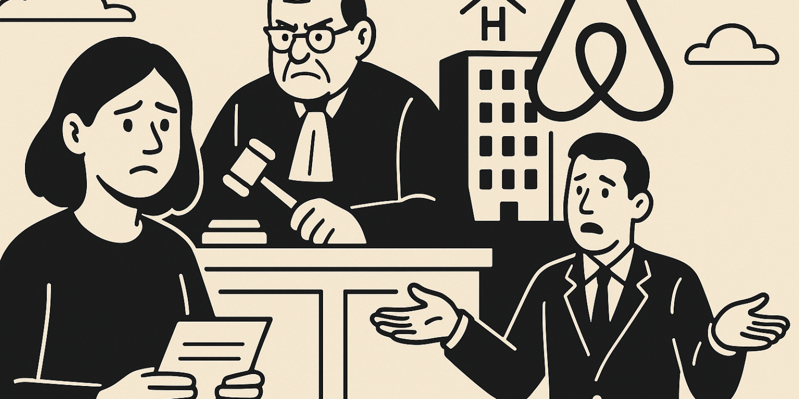 Illustration : interface d’une annonce de location en ligne avec un cadenas symbolisant la responsabilité juridique