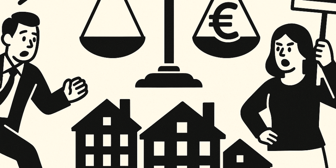 Illustration d'un immeuble urbain symbolisant le débat sur l'encadrement des loyers