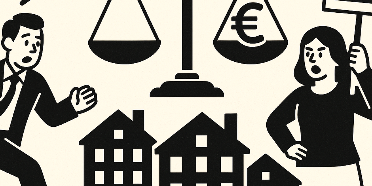 Illustration d'un immeuble urbain symbolisant le débat sur l'encadrement des loyers