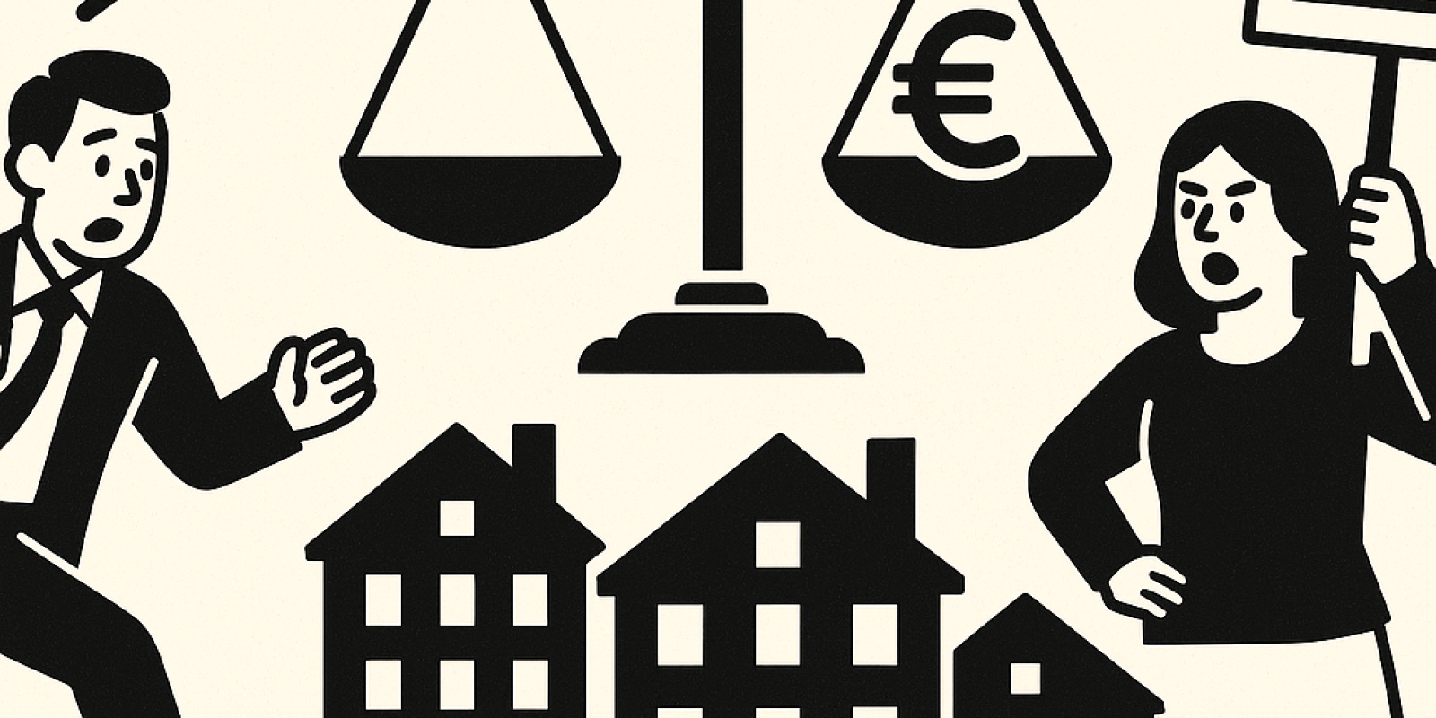 Illustration d'un immeuble urbain symbolisant le débat sur l'encadrement des loyers