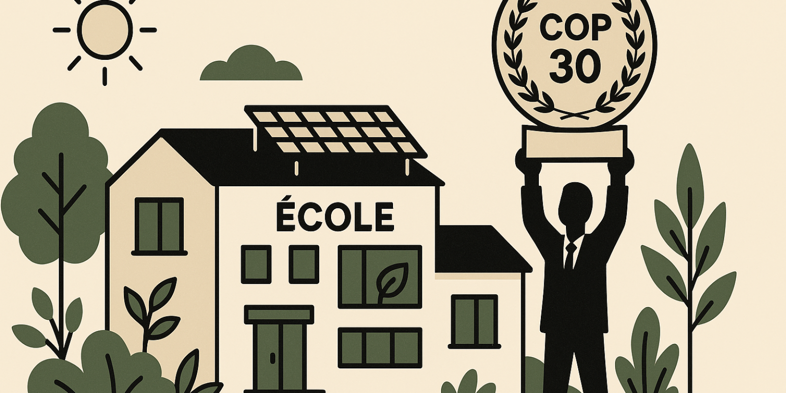 Façade et cour végétalisée de l’école Joséphine‑Baker, exemple d’architecture durable près de Bordeaux