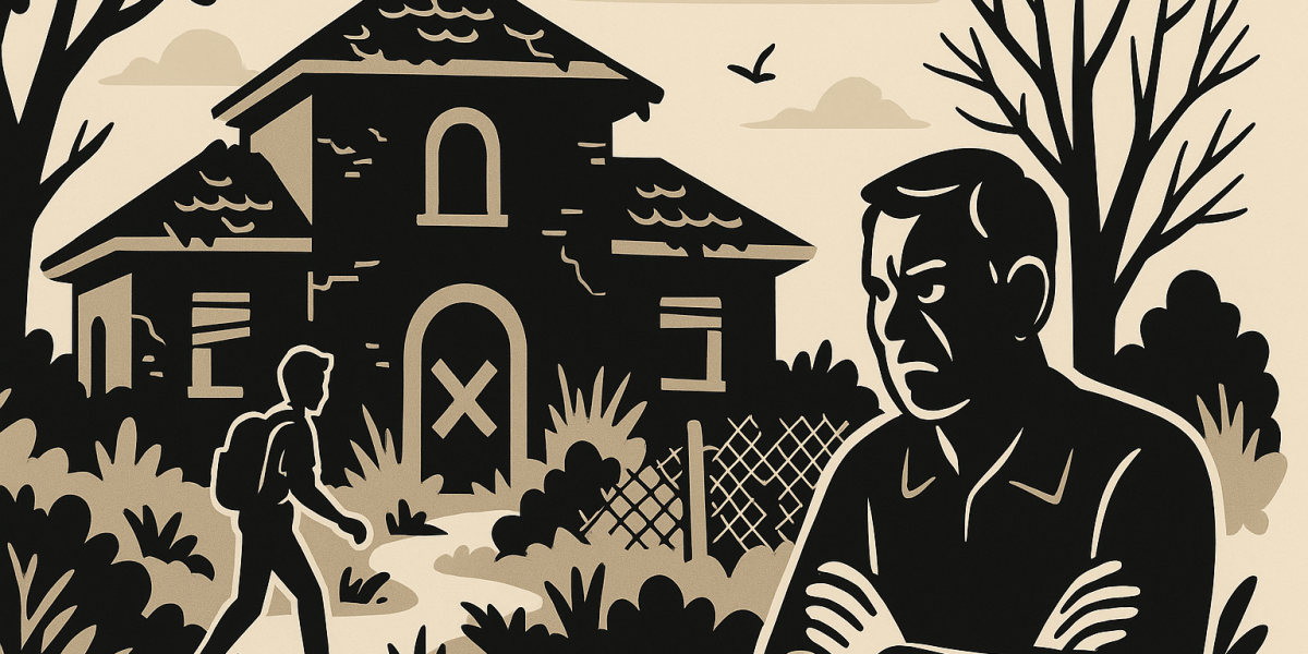 Façade délabrée de la villa abandonnée de Lolo Ferrari à Grasse, portail rouillé et végétation envahissante