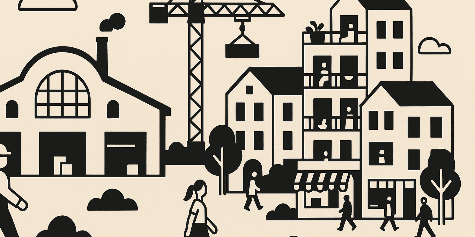 Illustration du projet de transformation de la Halle Debourg à Lyon en logements, commerces et services de proximité