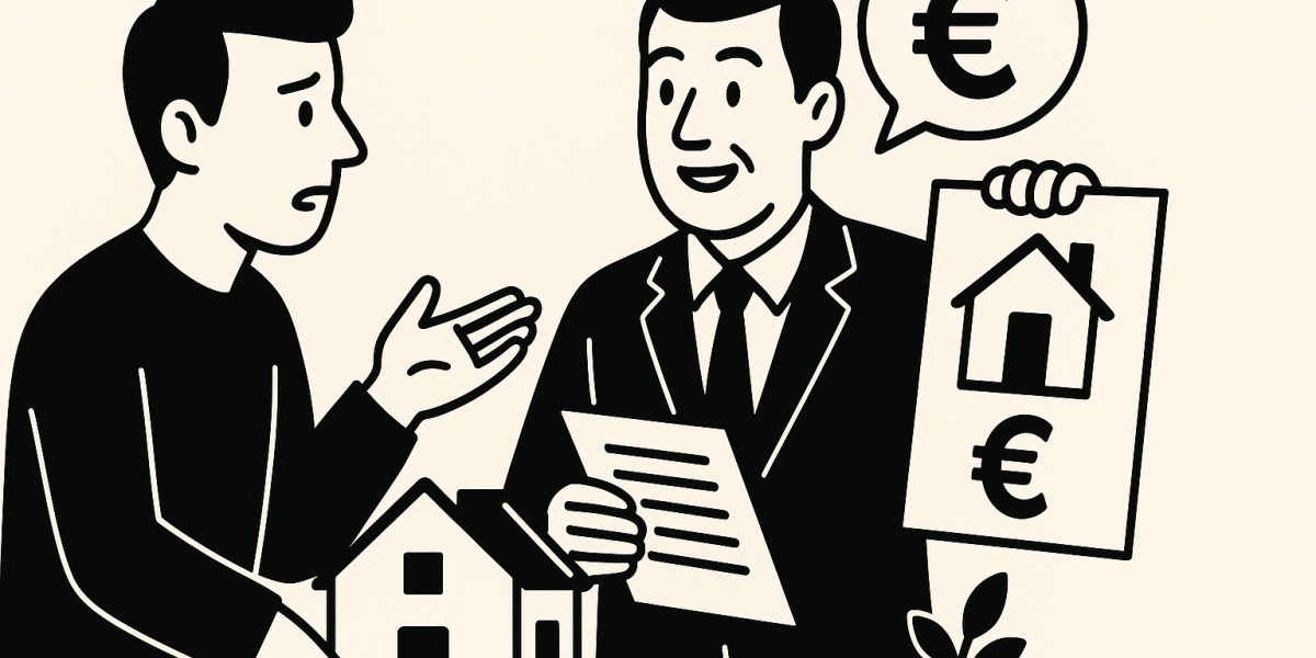 Personne discutant du prix d'un logement lors d'une visite immobilière