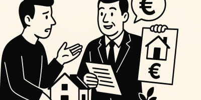 Personne discutant du prix d'un logement lors d'une visite immobilière