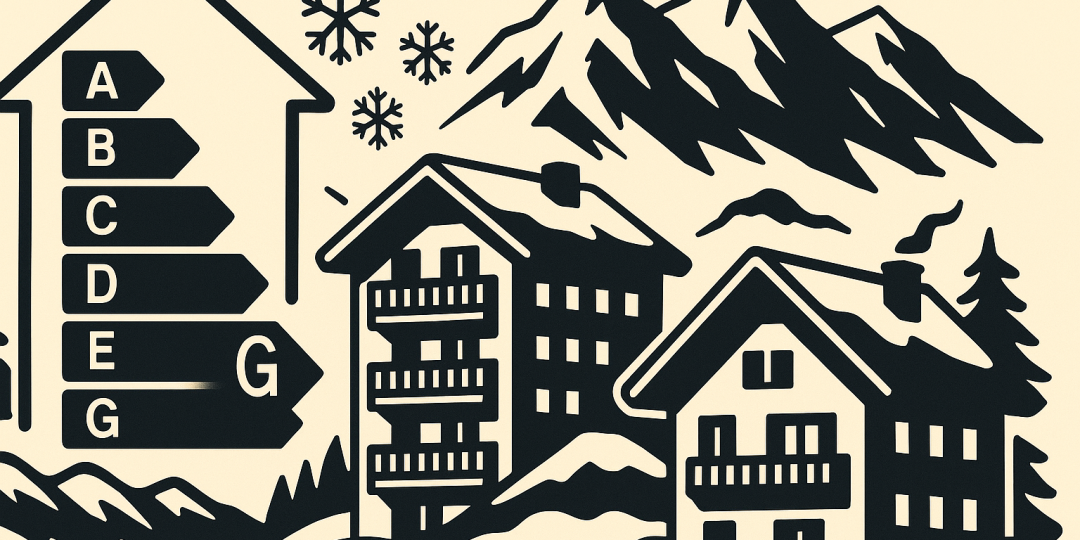 Chalets et appartements de montagne illustrant des logements mal isolés et énergivores en station