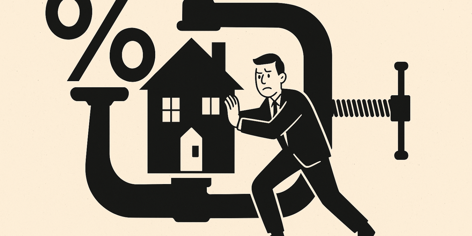 Immeubles en ville et calculatrice symbolisant l’impact de la hausse des taux sur l’immobilier