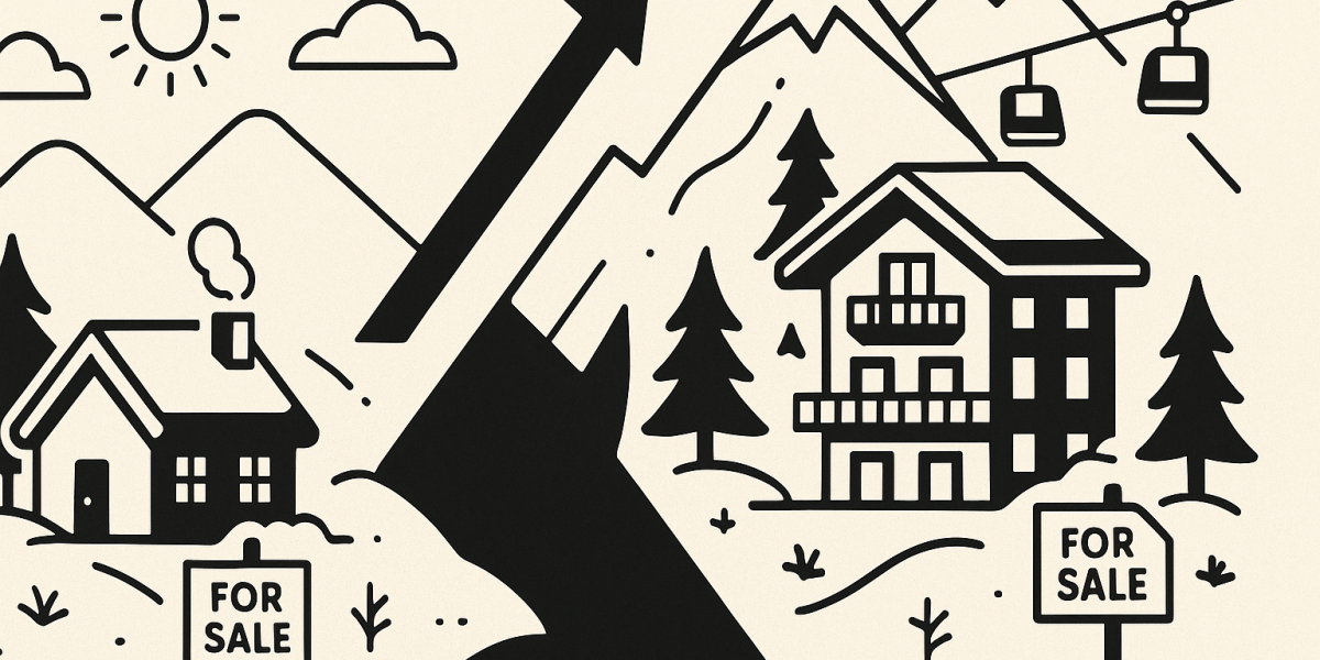 Vue d’un chalet en montagne avec panorama neigeux symbolisant l’immobilier en station