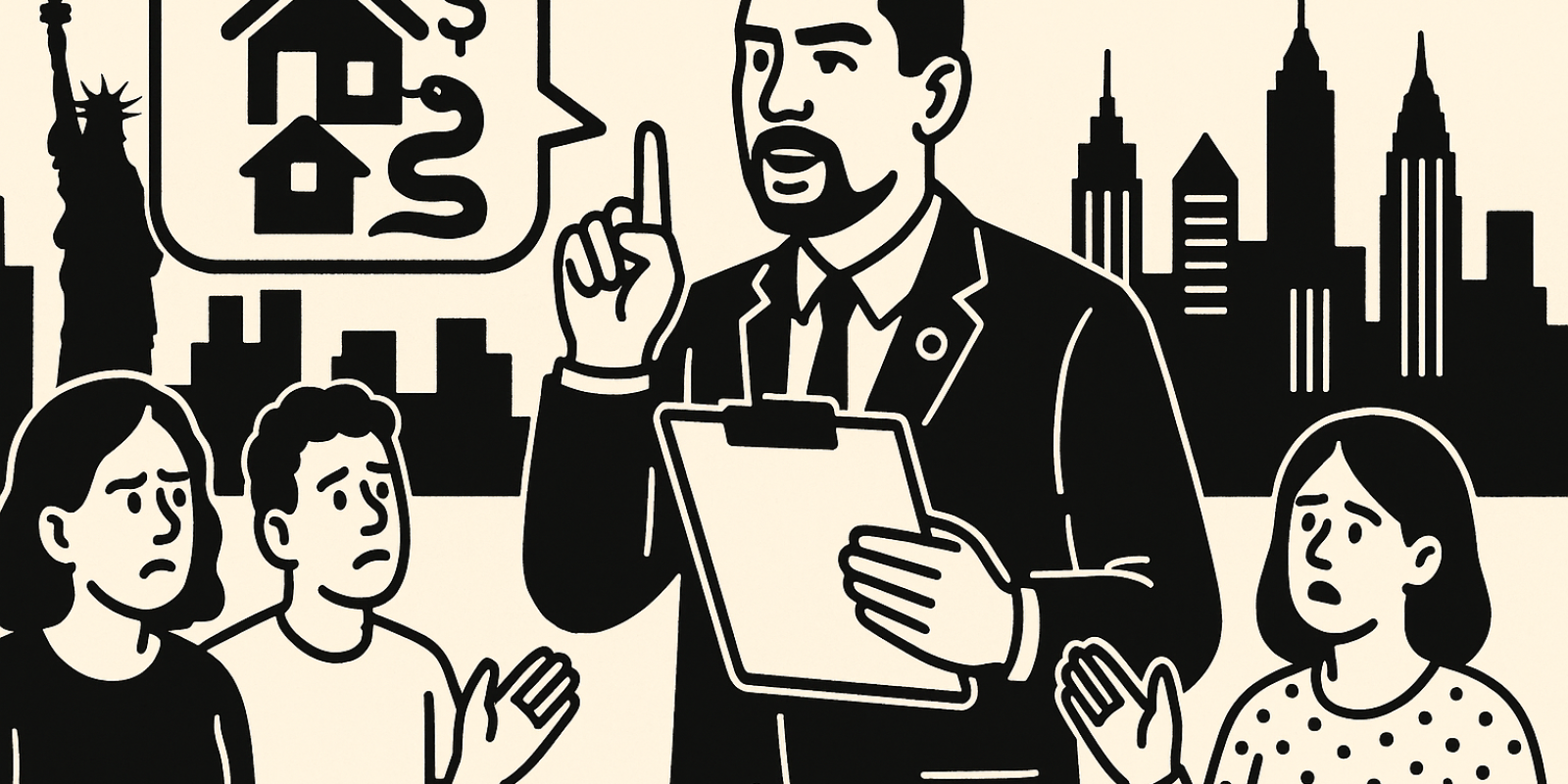 Immeubles résidentiels de New York symbolisant la crise du logement et les consultations publiques