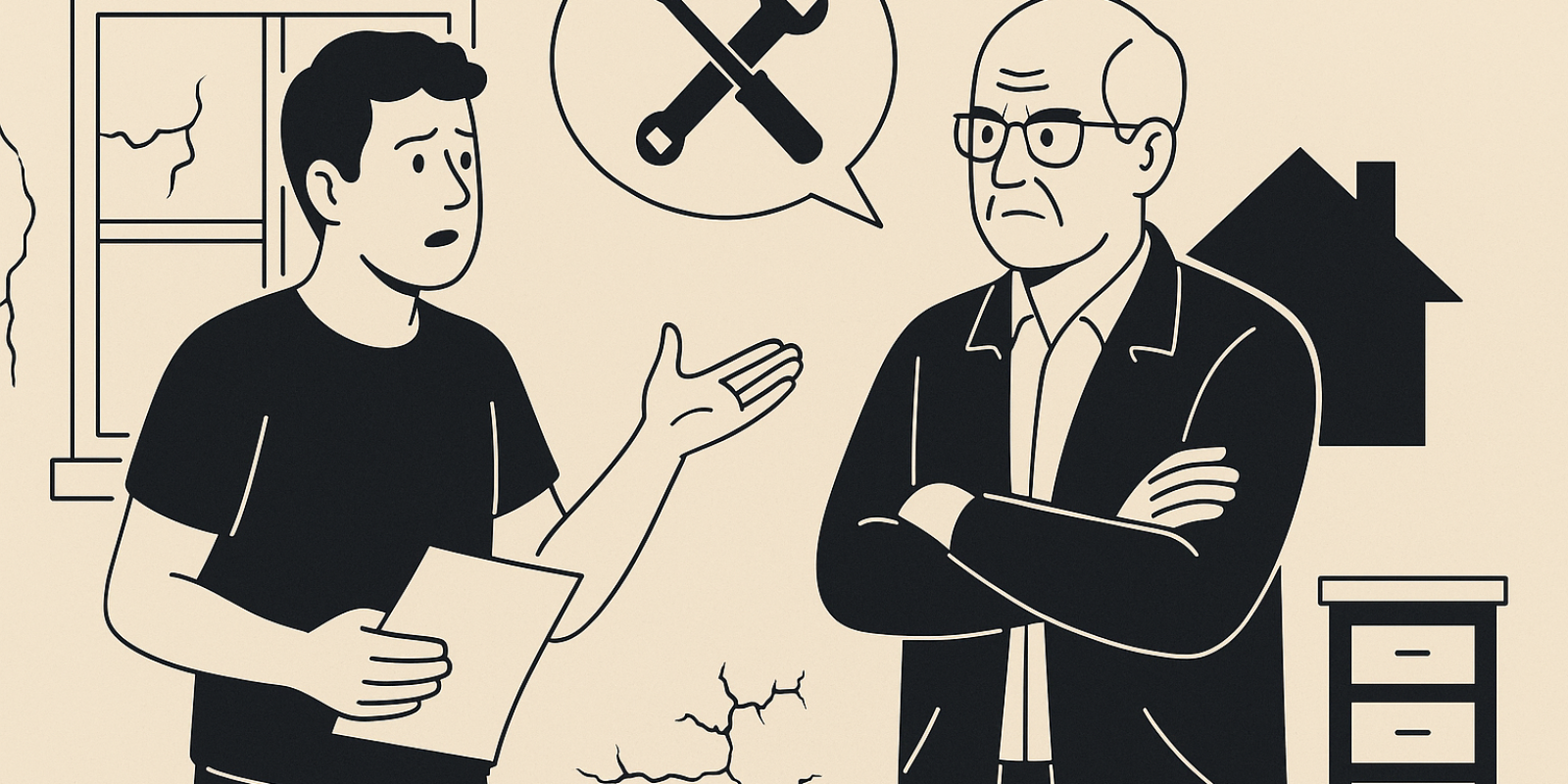 Illustration : immeuble en réparation, symbolisant l'obligation du bailleur d'effectuer des travaux liés à la vétusté