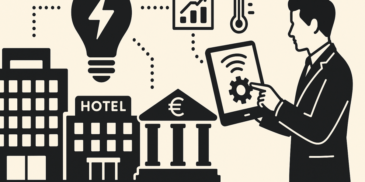 Illustration d'un système connecté de chauffage et climatisation dans des locaux tertiaires