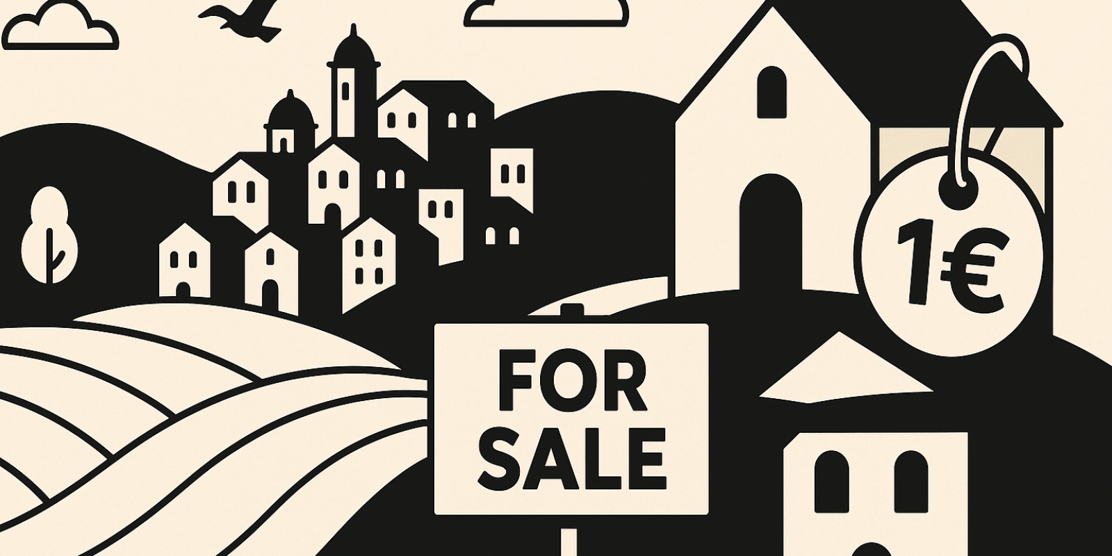 Façades de maisons d'un village italien illustrant l'initiative des maisons à 1 € pour revitaliser les territoires