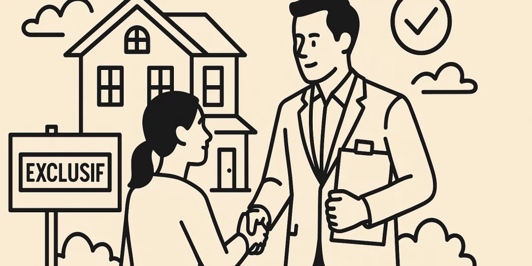 Agent immobilier présentant un mandat exclusif à un vendeur