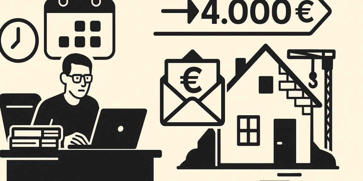 Illustration : rénovation énergétique et dossier MaPrimeRénov', documents et maison miniature symbolisant les aides