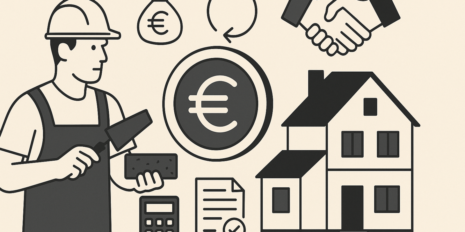 Ouvriers sur un chantier de rénovation énergétique d'une maison