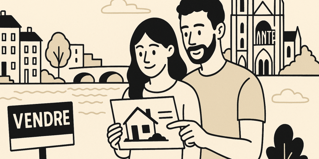 Margaux et Mylan devant un appartement à Nantes : clé, plans et sourire après la signature