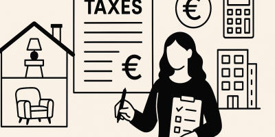 Illustration comparant un appartement meublé et un logement vide pour la déclaration des revenus locatifs