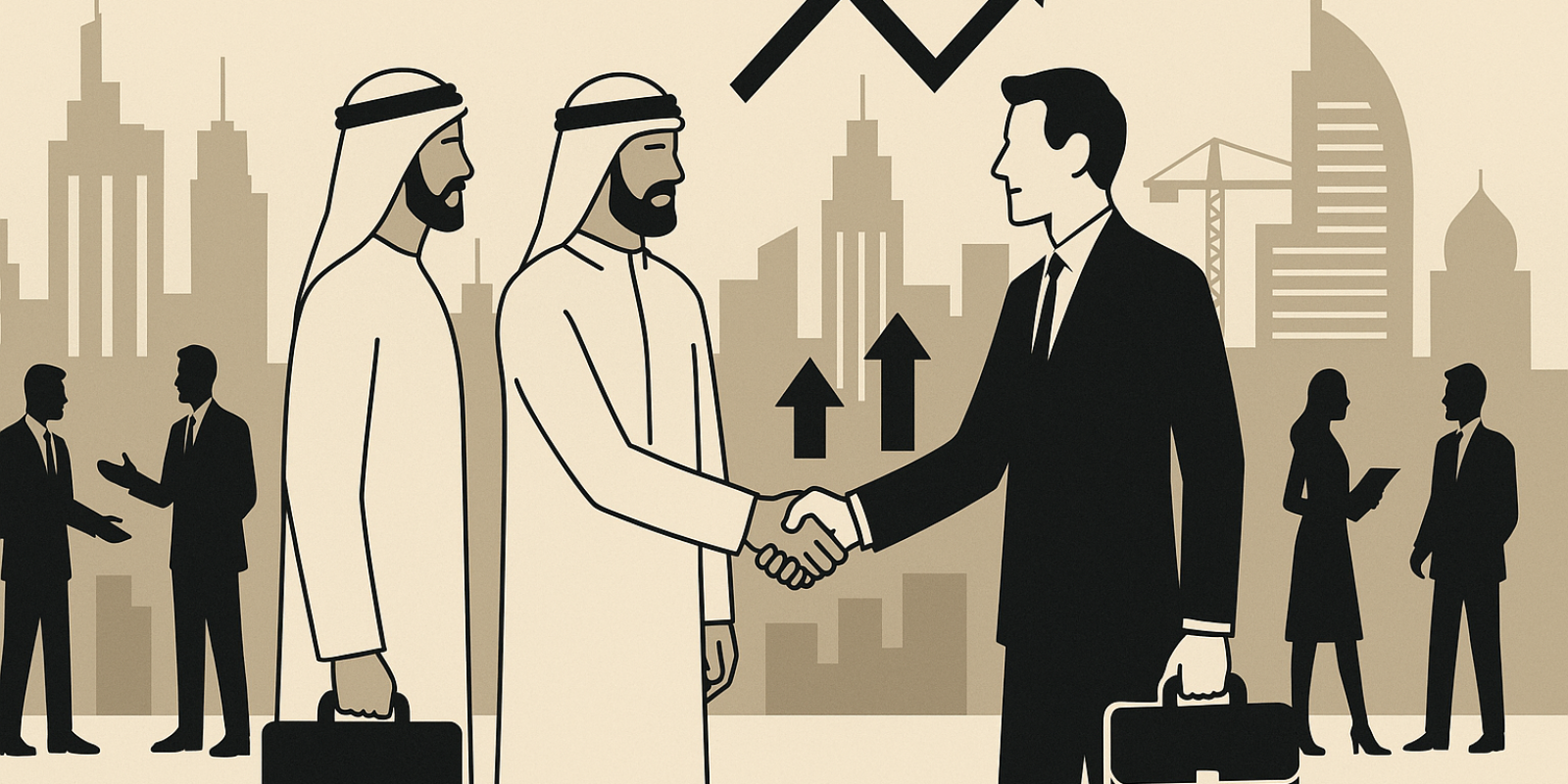 Stand des pays du Golfe au Mipim : affiches 'Invest Saudi' et visiteurs au salon de Cannes