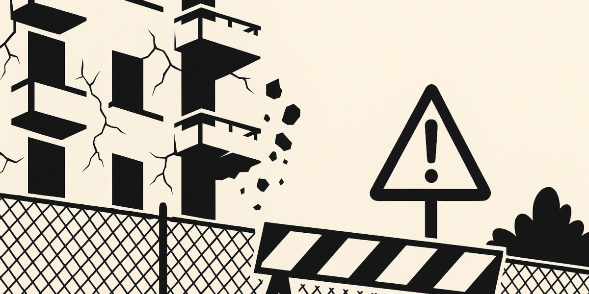 Façade des tours de la résidence Saint‑Sébastien à Nancy avec balcons endommagés nécessitant des renforts