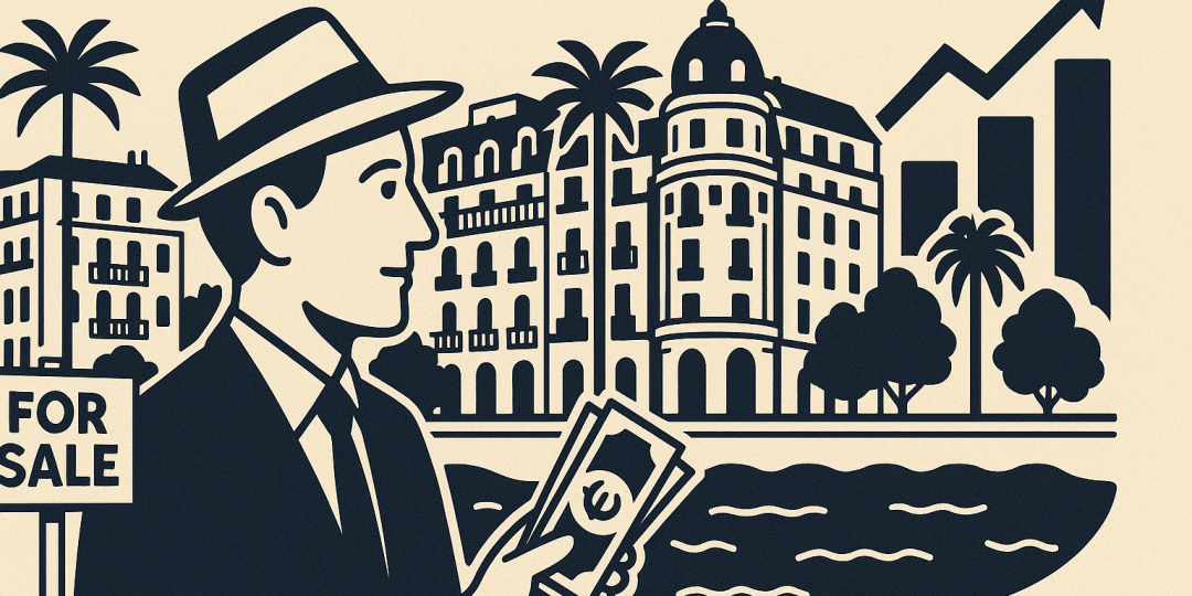 Vue panoramique de Nice avec quartiers résidentiels et axes côtiers illustrant le marché immobilier