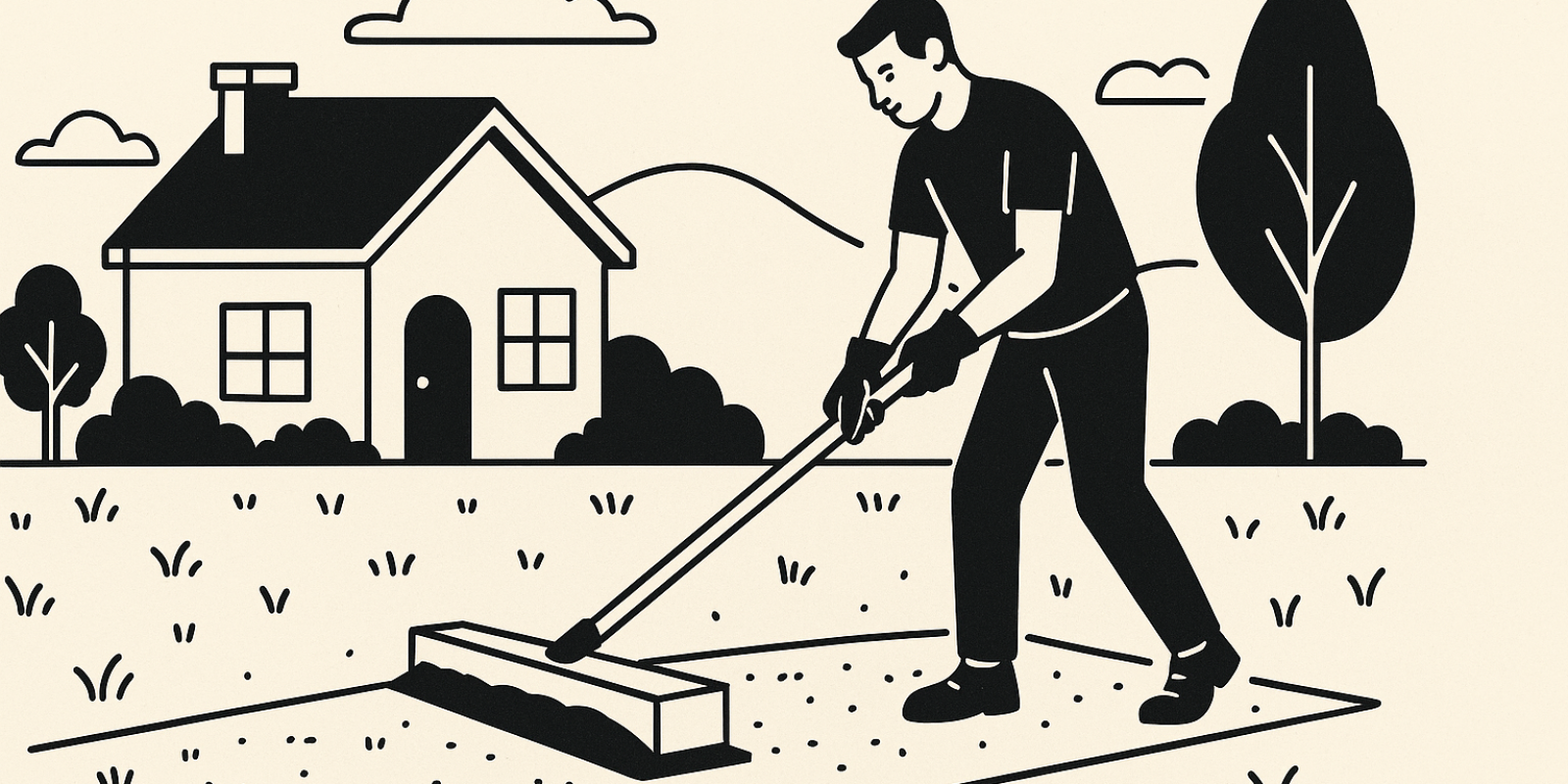 Pelouse verte et nivelée devant une maison individuelle