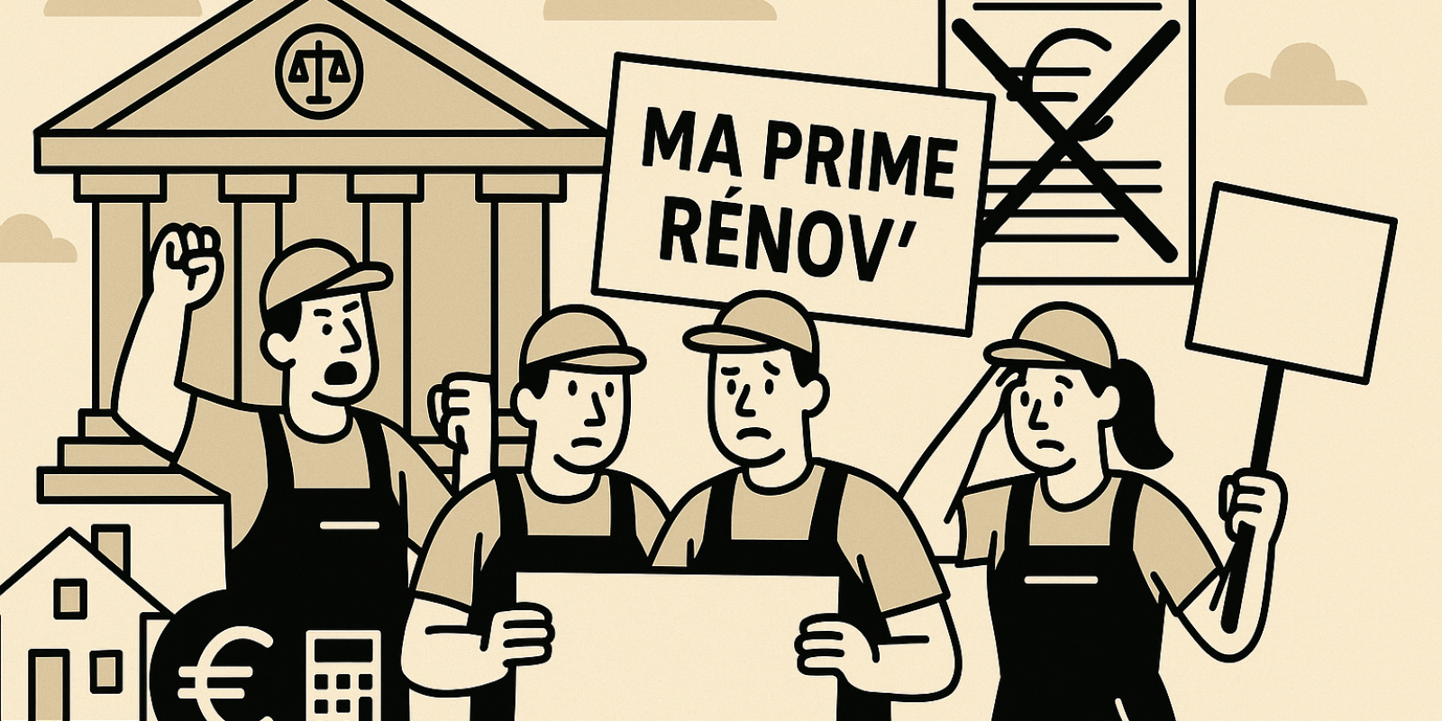 Artisans du bâtiment manifestant pour la pérennité des aides à la rénovation énergétique