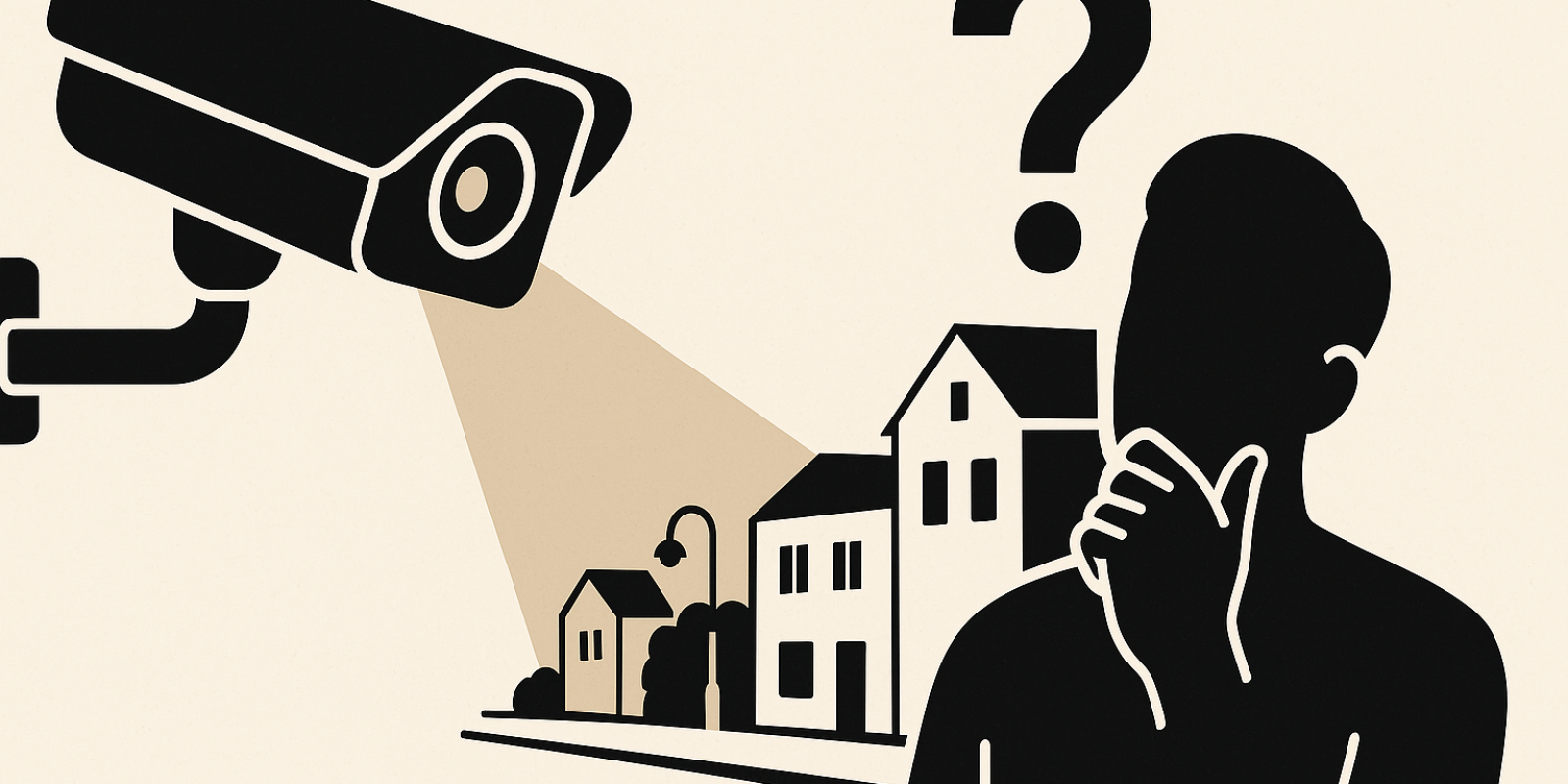 Caméra de surveillance orientée vers la rue depuis une façade résidentielle