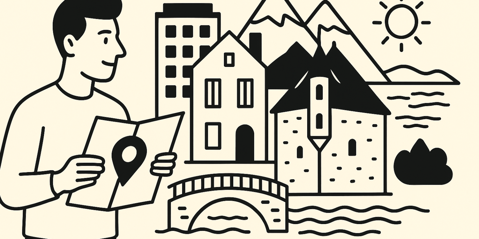 Vue du lac d'Annecy et promenades au bord de l'eau, symbolisant les quartiers prisés de la ville